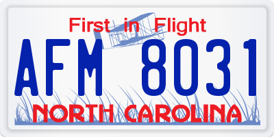 NC license plate AFM8031