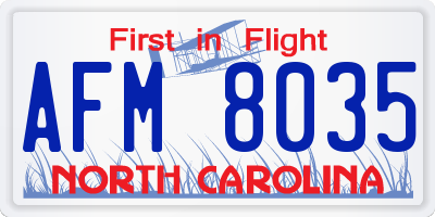 NC license plate AFM8035