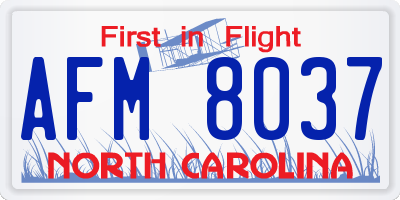 NC license plate AFM8037