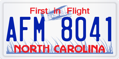NC license plate AFM8041