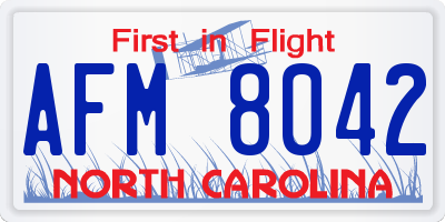 NC license plate AFM8042