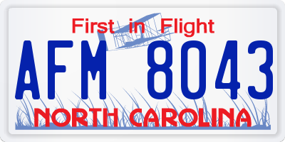 NC license plate AFM8043
