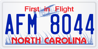 NC license plate AFM8044