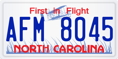 NC license plate AFM8045