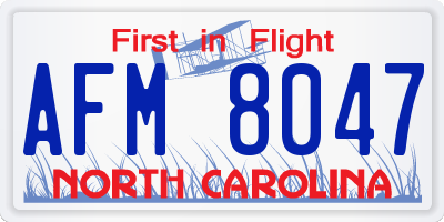 NC license plate AFM8047