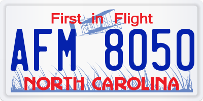 NC license plate AFM8050
