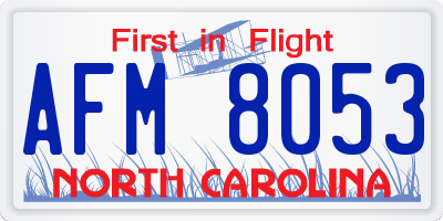 NC license plate AFM8053