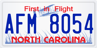 NC license plate AFM8054