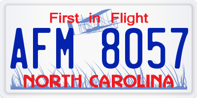 NC license plate AFM8057