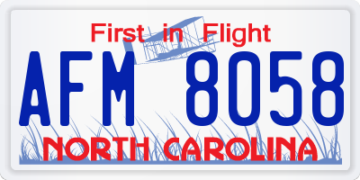 NC license plate AFM8058