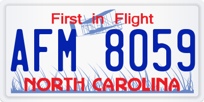 NC license plate AFM8059