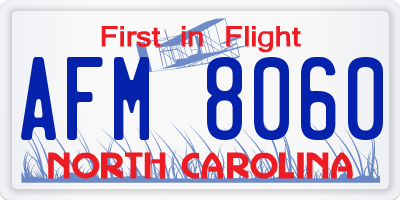 NC license plate AFM8060