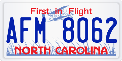 NC license plate AFM8062