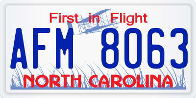 NC license plate AFM8063