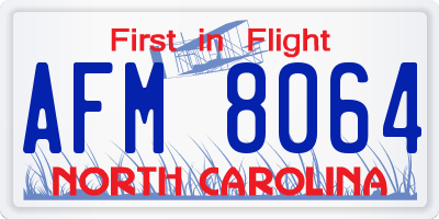 NC license plate AFM8064