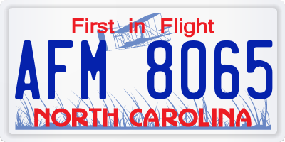 NC license plate AFM8065