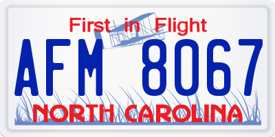 NC license plate AFM8067