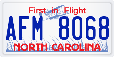 NC license plate AFM8068