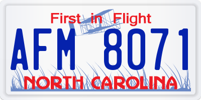NC license plate AFM8071