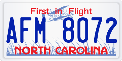 NC license plate AFM8072