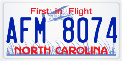 NC license plate AFM8074