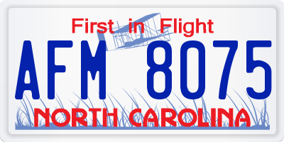 NC license plate AFM8075
