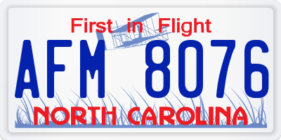 NC license plate AFM8076