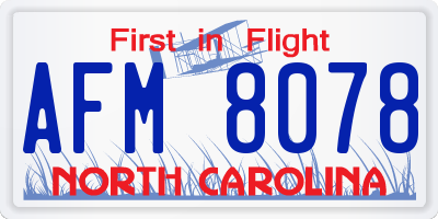 NC license plate AFM8078