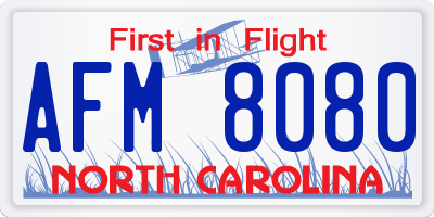 NC license plate AFM8080