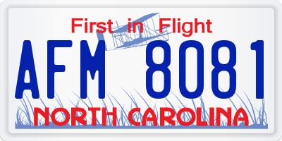 NC license plate AFM8081