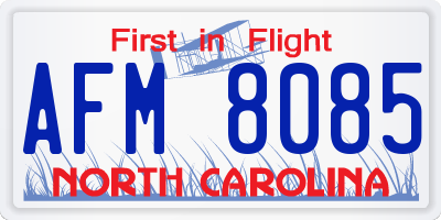 NC license plate AFM8085