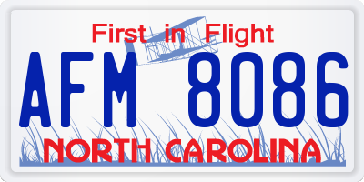 NC license plate AFM8086