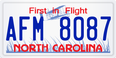 NC license plate AFM8087