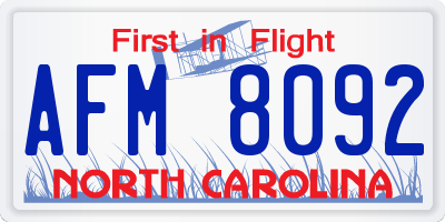 NC license plate AFM8092