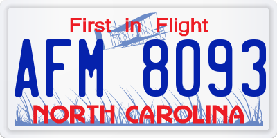 NC license plate AFM8093