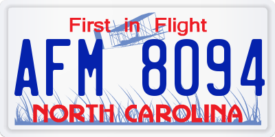 NC license plate AFM8094