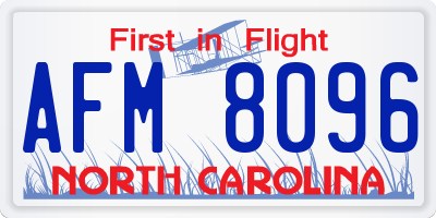NC license plate AFM8096
