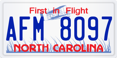 NC license plate AFM8097