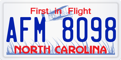 NC license plate AFM8098