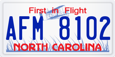 NC license plate AFM8102
