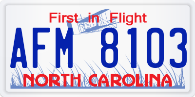 NC license plate AFM8103