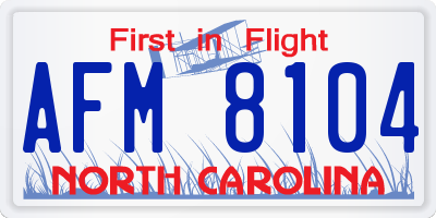NC license plate AFM8104