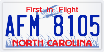 NC license plate AFM8105