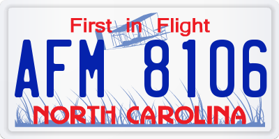 NC license plate AFM8106