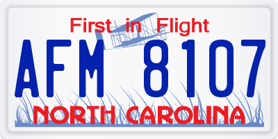 NC license plate AFM8107