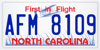 NC license plate AFM8109