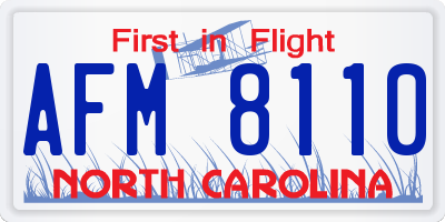 NC license plate AFM8110