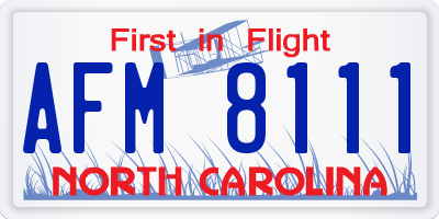 NC license plate AFM8111