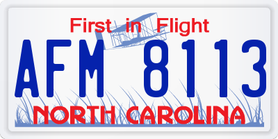 NC license plate AFM8113