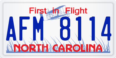 NC license plate AFM8114
